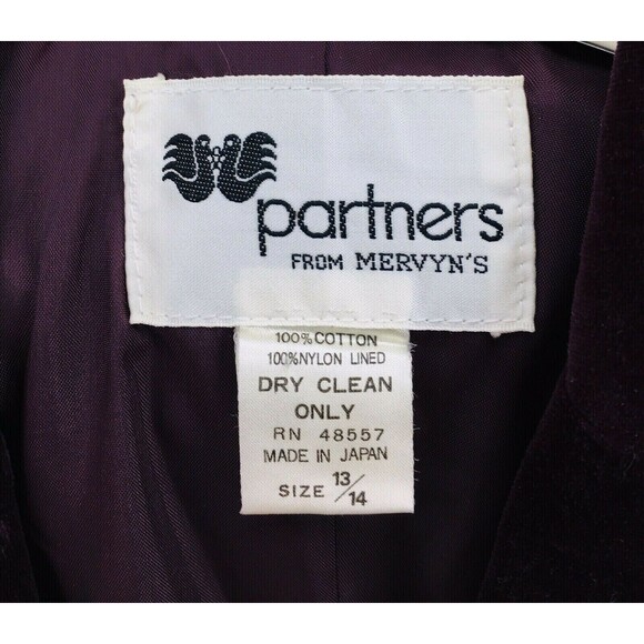 Vintage 70s Burgundy Velvet Two-Button Business Blazer Women's S/M Made in Japan - Picture 7 of 7